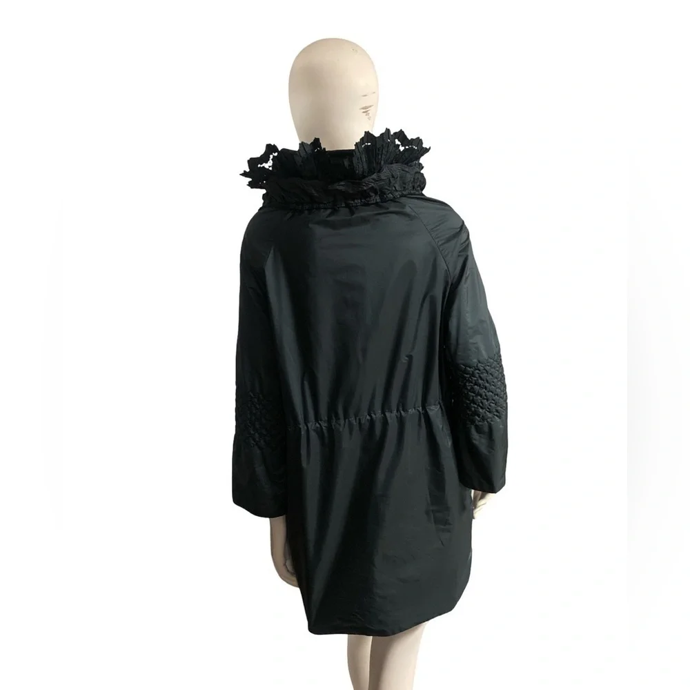 Ermanno Scervino Avant Garde Black Ruffled Collar Coat